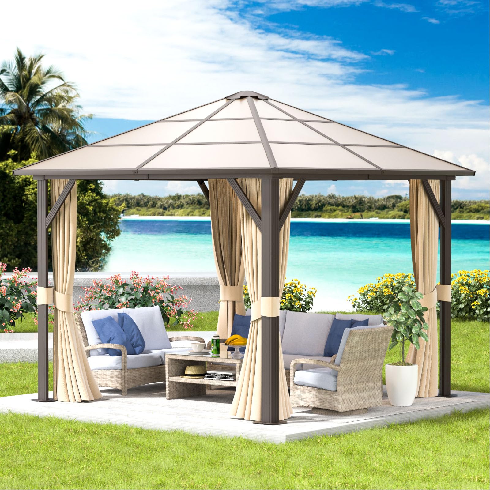 Amazon.com : Aoxun 10FT x 10FT Gazebo Single Polycarbonate Top